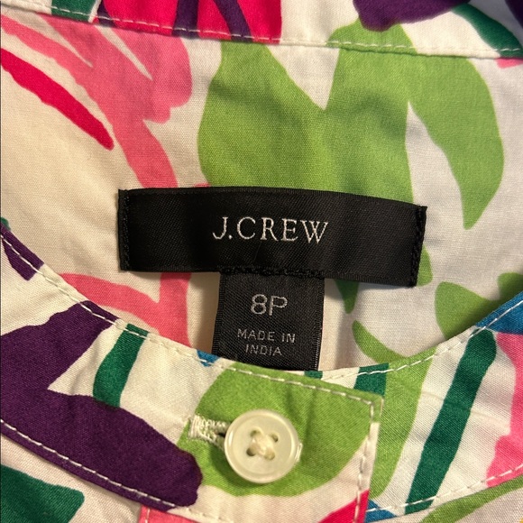 J. Crew Women’s Bright Multicolor Floral Cotton Dress w/ Slip - Size 8P, NWT - Picture 2 of 16